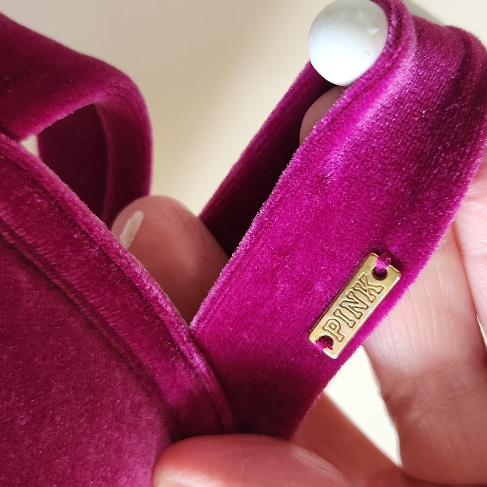 PINK Victoria’s Secret Velvet‎ bikini Top Push-up Fuschia sz S - Picture 2 of 14
